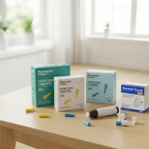 Box of 100 sterile universal twist-top lancets for diabetic blood testing - Alfa Healthcare Supply