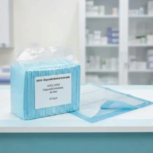 Large blue disposable medical underpad (23x36) showing the quilted surface and waterproof backing - Alfa Healthcare Supply NY.