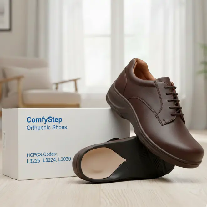 Professional Orthopedic Depth-Inlay Shoes - L3224,L3225,L3030 1 A professional black leather orthopedic depth-inlay oxford shoe for men - Alfa Healthcare Supply NY.