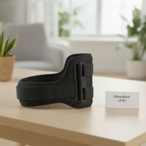 A rigid medical elbow orthosis showing the fixed 90-degree immobilization position - Alfa Healthcare Supply NY.